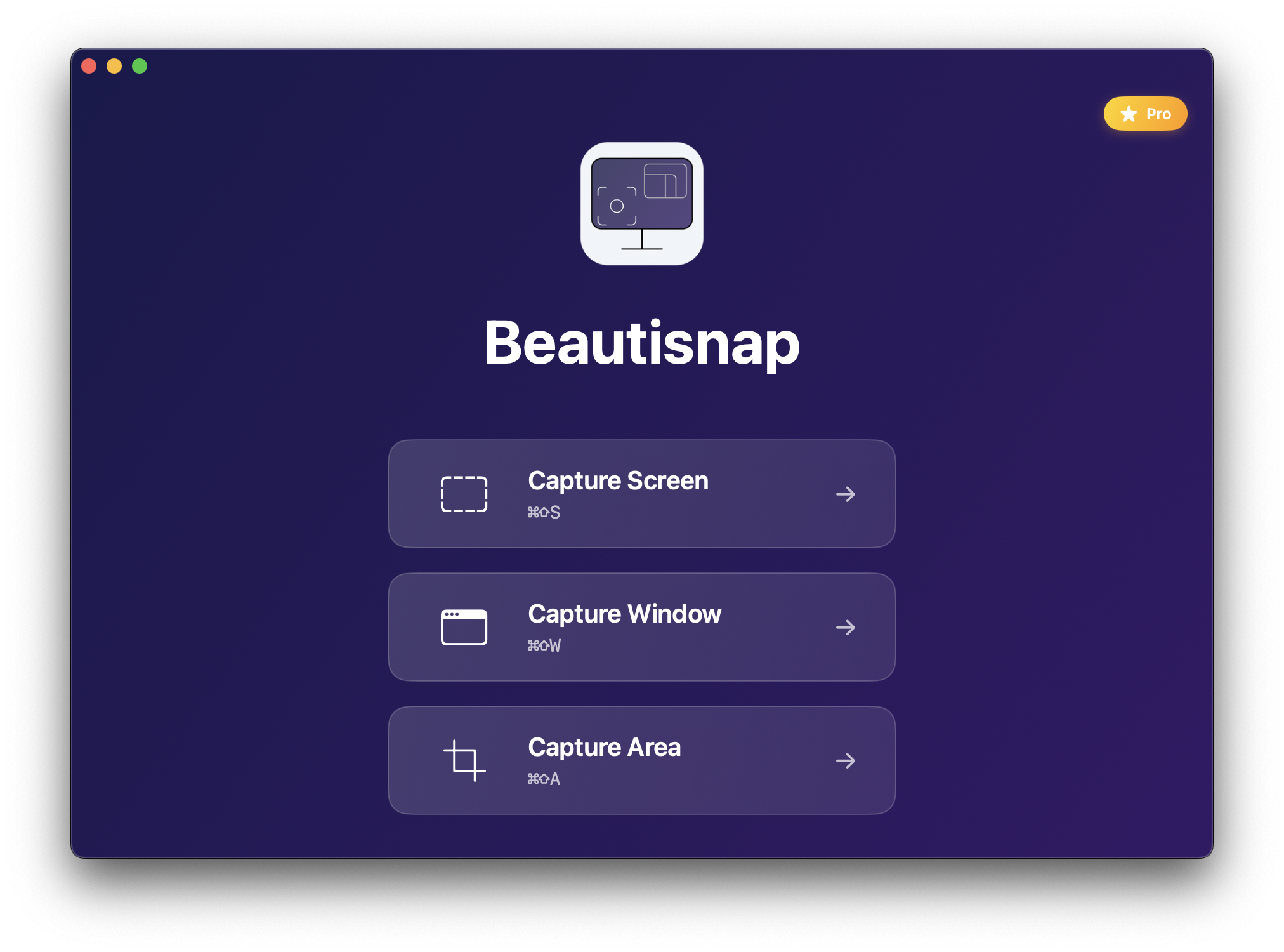Beautisnap macOS app showing a styled screenshot with custom background and shadow effects